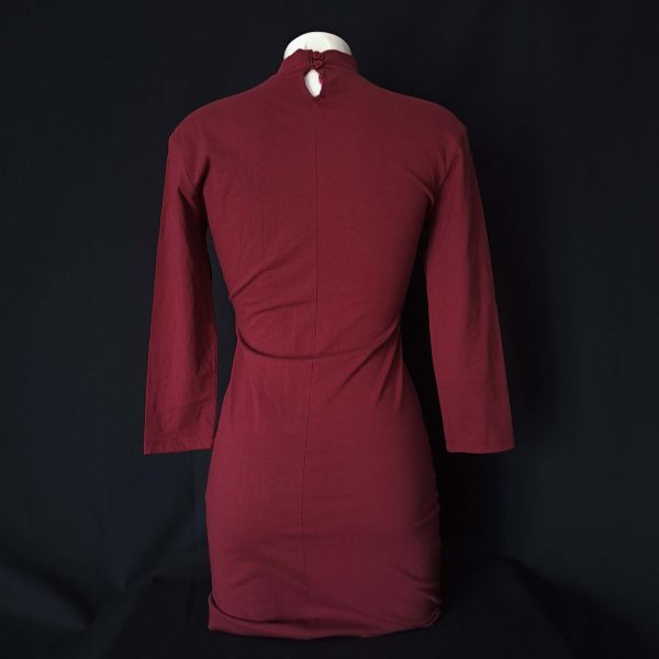 Burgundy Twist-Front Midi Dress - Image 4