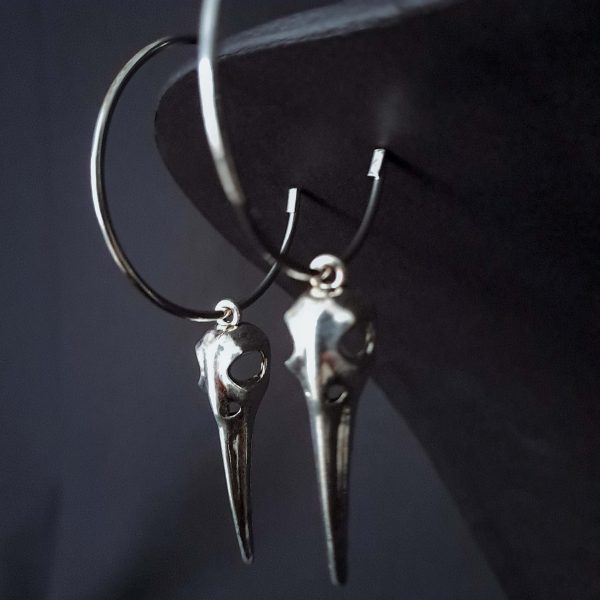 Birdskull Hoop Earrings 40mmx1mm - Image 4