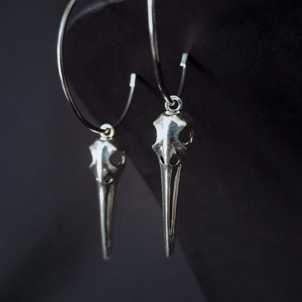 Birdskull Hoop Earrings 40mmx1mm - Image 3