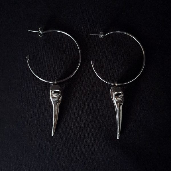 Birdskull Hoop Earrings 40mmx1mm - Image 2
