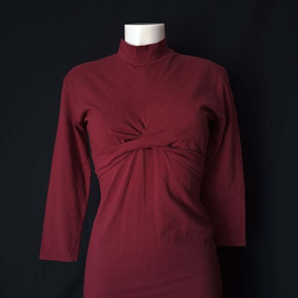 Burgundy Twist-Front Midi Dress - Image 2