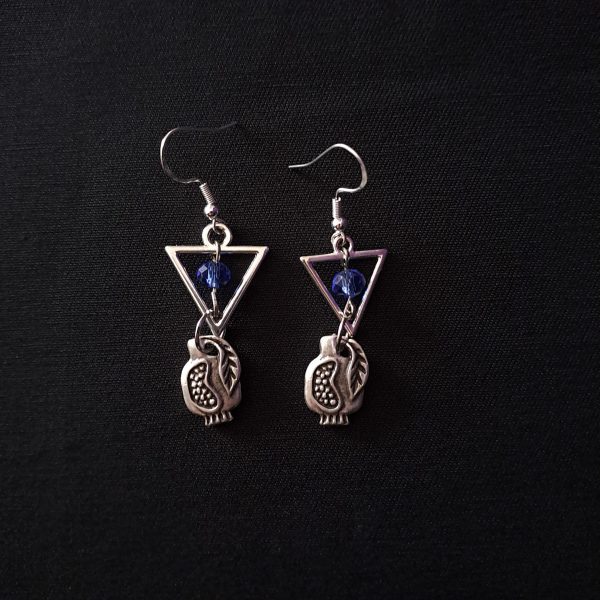 Pomegranates and Blue Crystal Earrings - Image 3