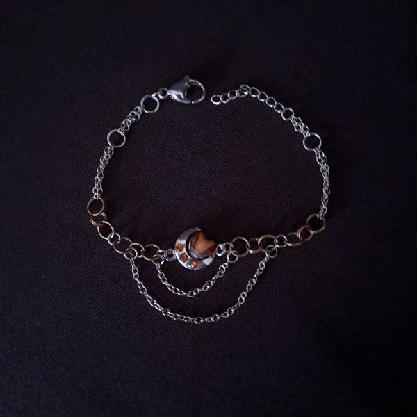 Mixed Metal Bracelet with Chains and Rings - Image 8