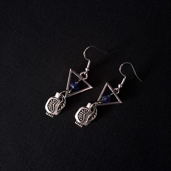 Pomegranates and Blue Crystal Earrings - Image 2