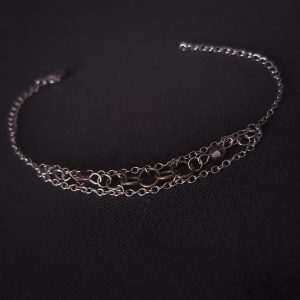 Bracelet - Chains, Copper Rings, Purple Crystals