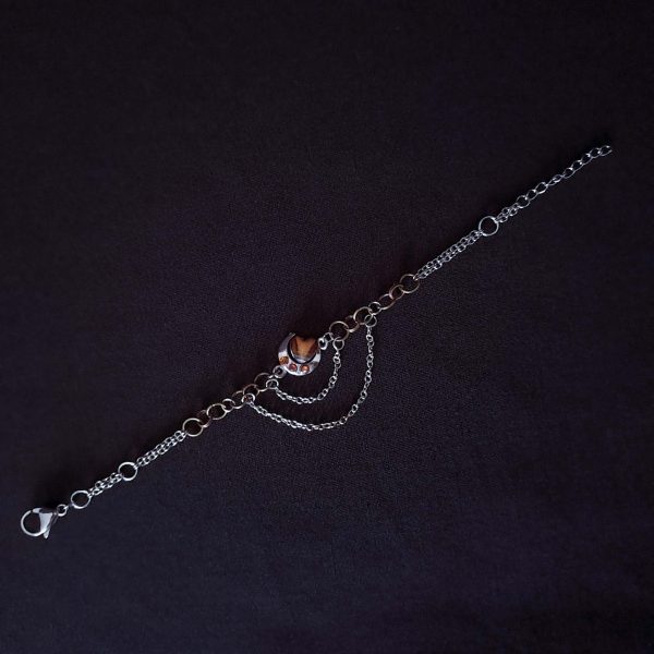 Mixed Metal Bracelet with Chains and Rings - Image 5