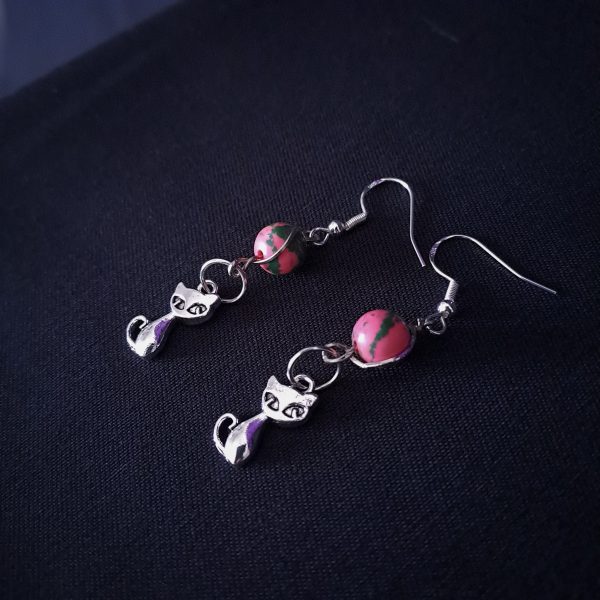 Psychedelic Cat Earrings