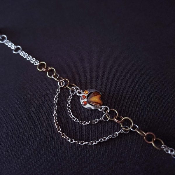 Mixed Metal Bracelet with Chains and Rings - Image 3