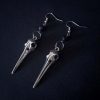 Birdskull Earrings - Black Glass & Small Ring - Image 6