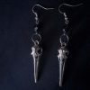 Birdskull Earrings - Black Glass & Small Ring - Image 4