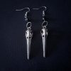 Birdskull Earrings - Black Glass & Small Ring - Image 2