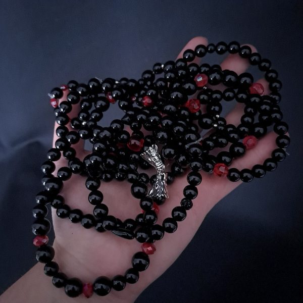 black-red-gothic-bracelet-set-wolfhead