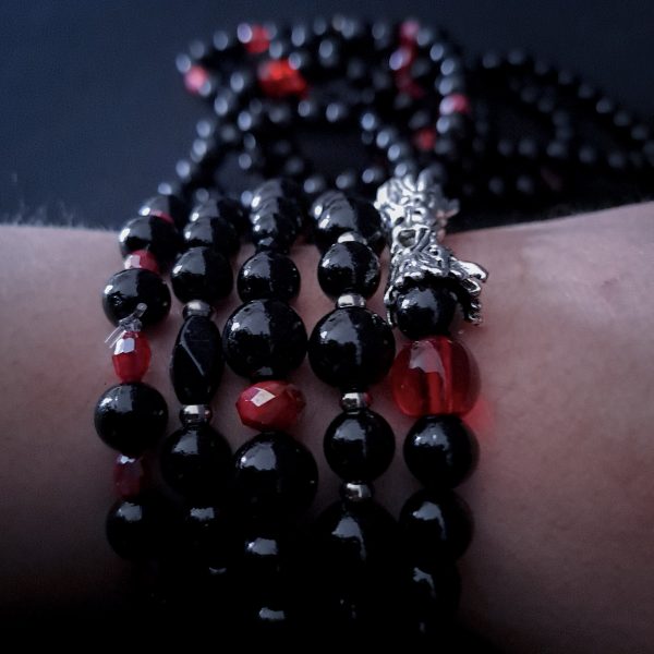 black-red-gothic-bracelet-set-wolfhead
