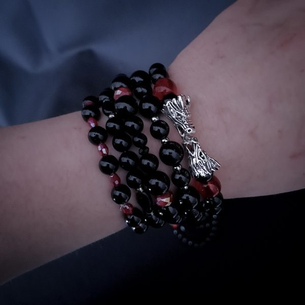 black-red-gothic-bracelet-set-wolfhead