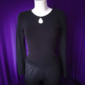 Retro Long-Sleeve Top Keyhole Neckline