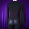 Retro Long-Sleeve Top Keyhole Neckline - Image 2