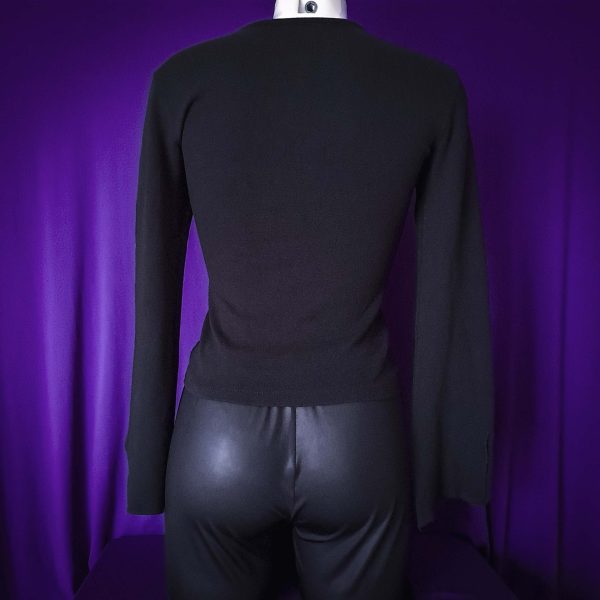 Retro Long-Sleeve Top Keyhole Neckline - Image 2