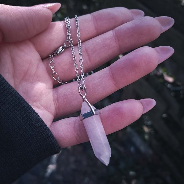 Crystal Point Pendant - Rose Quartz - Image 2