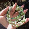 Pearl and Green Beaded Bracelet Set - SILVER - Image 8