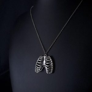 Skeleton ribcage gothic pendant necklace