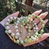 Pearl and Green Beaded Bracelet Set - GOLD - Image 7
