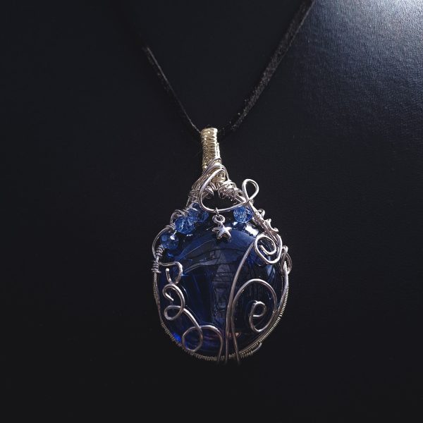 Sky Stone Pendant - Light Gold with Star Charm - Image 6