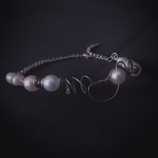 Wire Wrap Pearl Bracelet - Mixed Pearls - Image 2