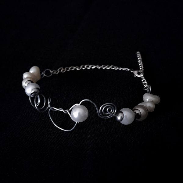 Wire Wrap Pearl Bracelet - Mixed Pearls - Image 6