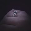 Swirly Silver Ring with Light Blue Stone - Image 4