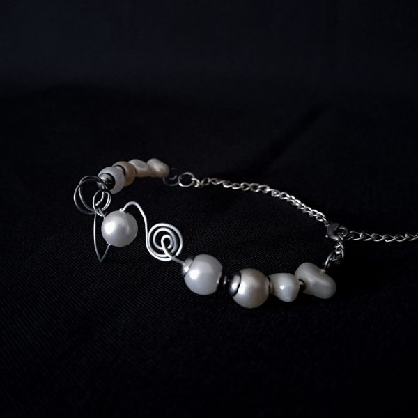 Wire Wrap Pearl Bracelet - Mixed Pearls - Image 4