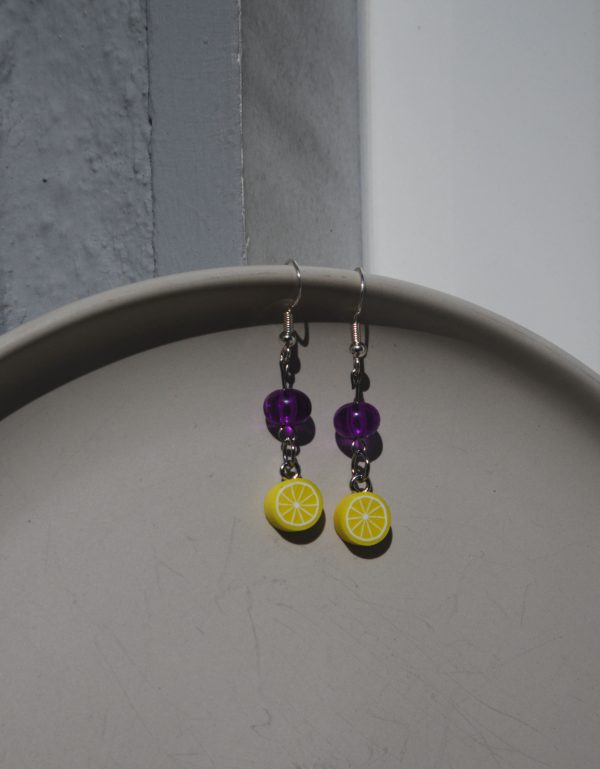 Lemon Slice Earrings - Purple