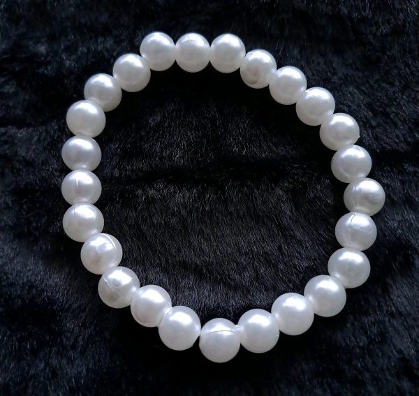 Beaded Pearl Bracelet - 6mm - Warm White - Image 2