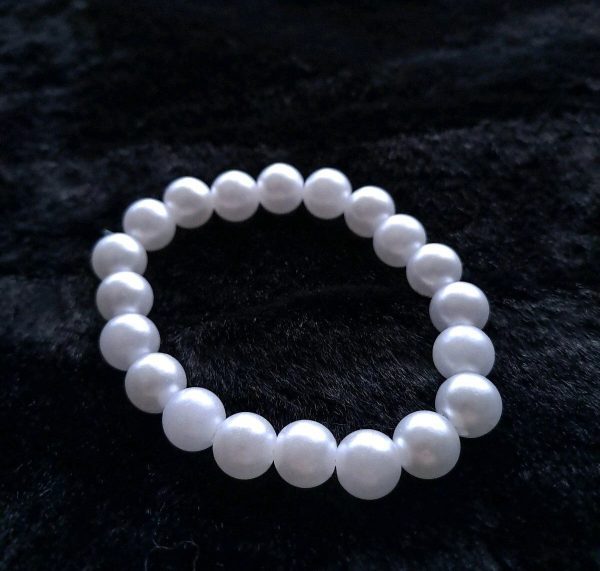 Beaded Pearl Bracelet - 8mm - Cold White - Image 2