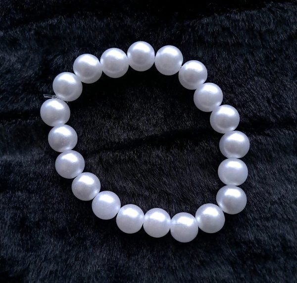 Beaded Pearl Bracelet - 8mm - Cold White - Image 3