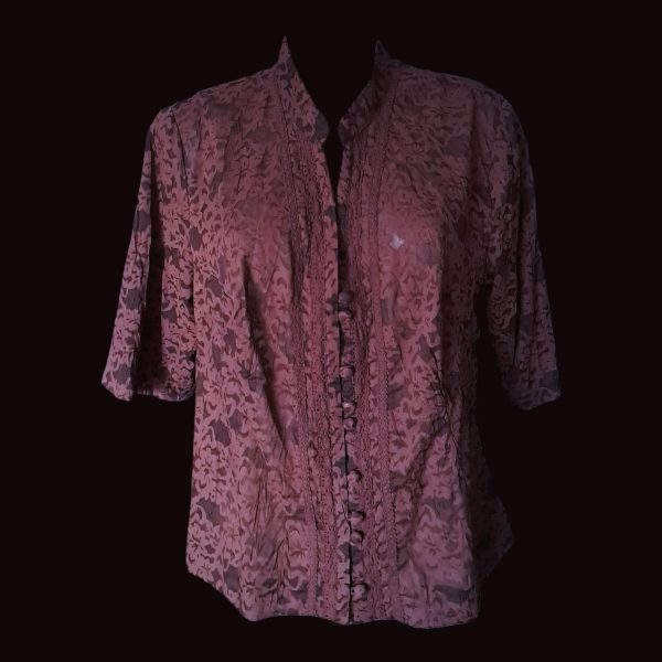 Brown Floral Lace Shirt - Image 3