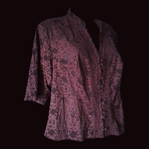 Brown Floral Lace Shirt - Image 2