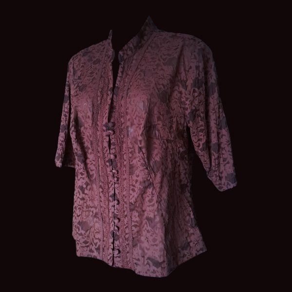 Brown Floral Lace Shirt