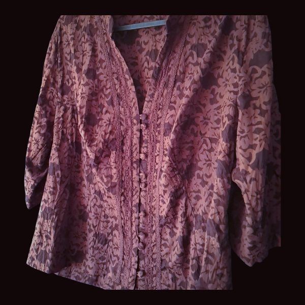 Brown Floral Lace Shirt - Image 7