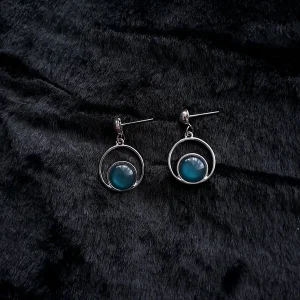 Teal Glass Stone Earrings