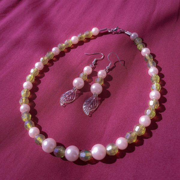 Necklace & Earrings Jewelry Set - "Sunlight Through New Leaves" - Image 6