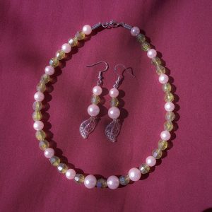 Necklace & Earrings Jewelry Set - "Sunlight Through New Leaves"