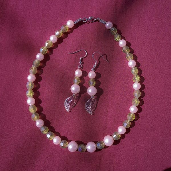 Necklace & Earrings Jewelry Set - "Sunlight Through New Leaves"