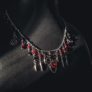 Gothic Red Drops Necklace - "Vein of Time"