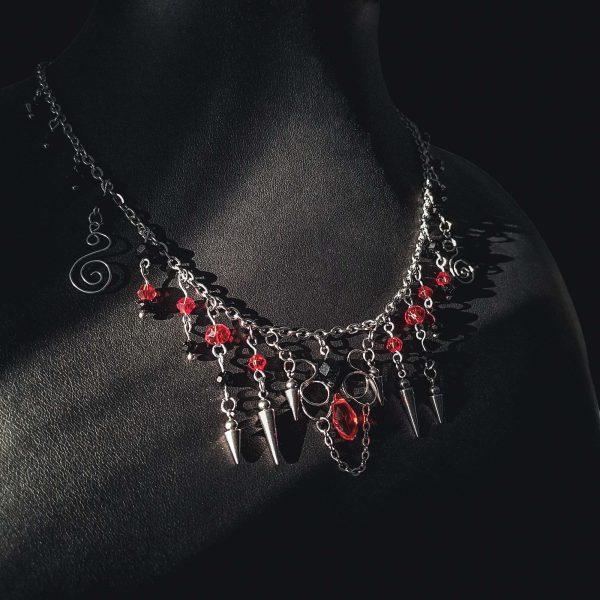Gothic Red Drops Necklace - "Vein of Time"