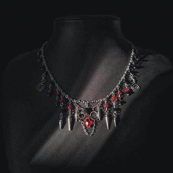 Gothic Red Drops Necklace - "Vein of Time" - Image 2