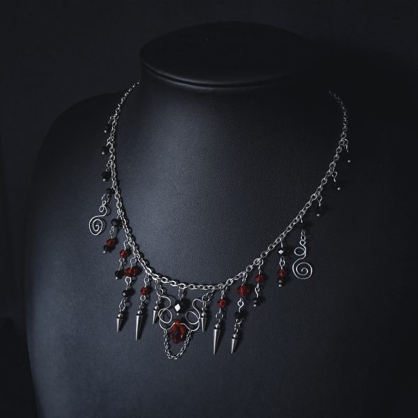 Gothic Red Drops Necklace - "Vein of Time" - Image 5