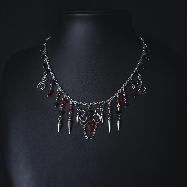 Gothic Red Drops Necklace - "Vein of Time" - Image 4