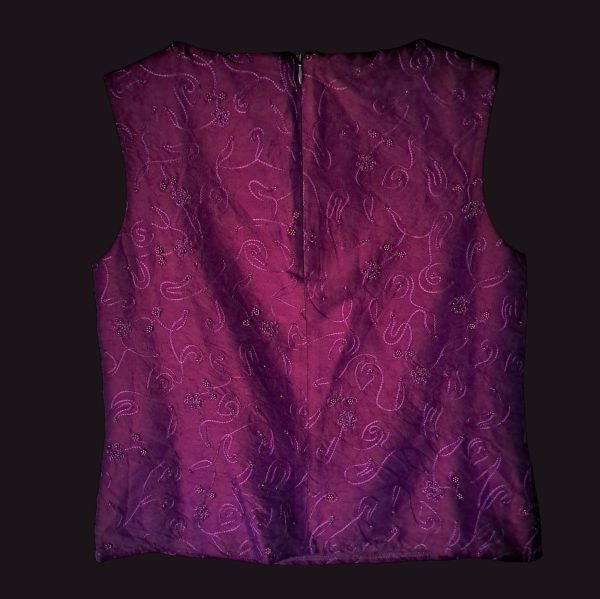 100% Silk Purple Sleeveless Top - Image 2