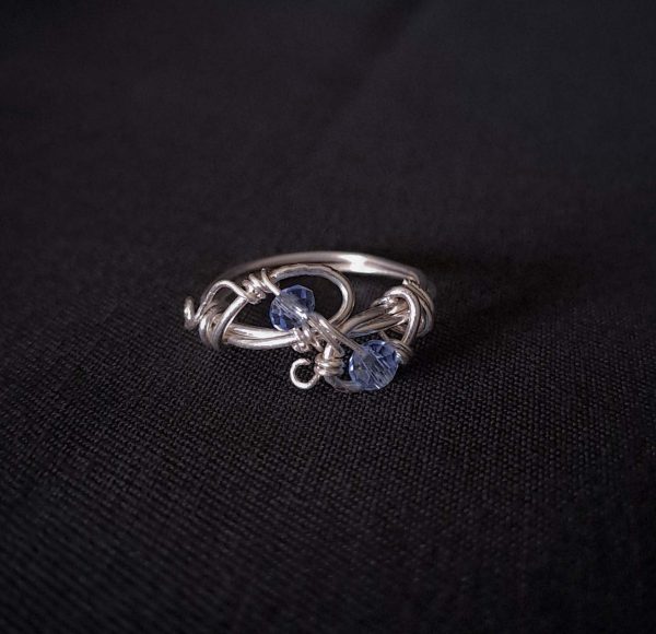 Silver Ring - Light Blue Crystals