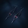 Spike & Chains Earrings - Red Crystal - Image 9